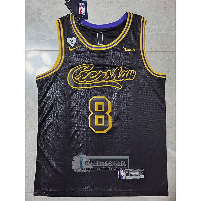 Camiseta Los Angeles Lakers Kobe Bryant NO 8 Crenshaw Black Mamba Negro